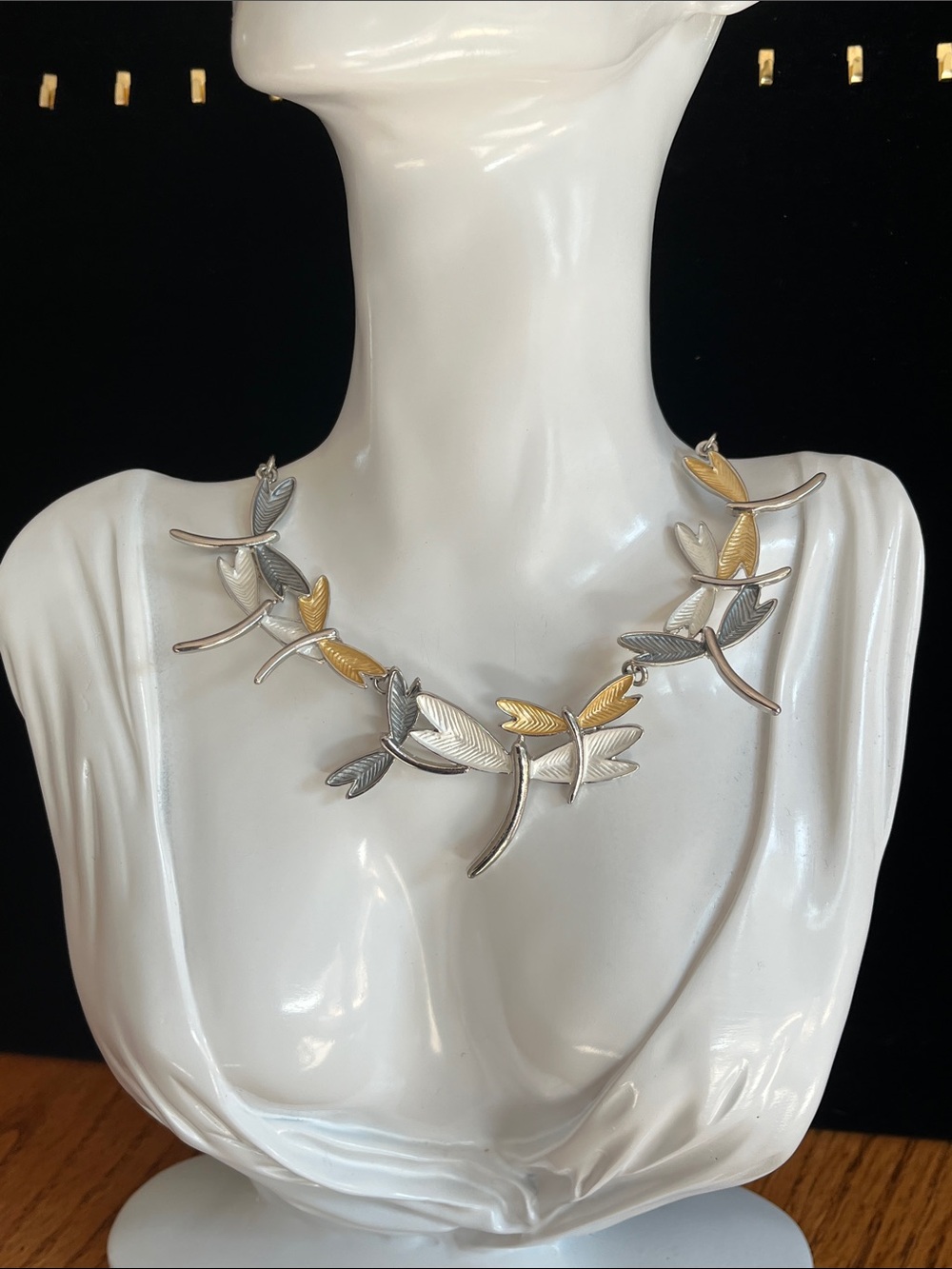 Three Tone Dragonfly Necklace - Gold & Silver-Tone Fashion